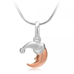 925 Sterling Silver 18K Pink Gold Plated Tiny Moon Charm Pendant Necklace 18'' Fashion Jewelry for Women, Teens - Nickel Free