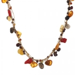 Chuvora Genuine Multi Gemstones Gold Silk Thread Necklace with Lobster Claw Clasp 16''-18'' Princess Length