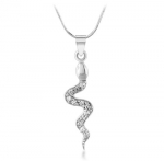 Chuvora Sterling Silver CZ Cubic Zirconia Snake Pendant Necklace 18''