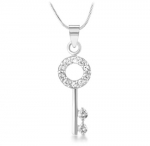 Chuvora Sterling Silver CZ Cubic Zirconia Key Pendant Necklace 18''