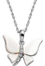 White Gold Plated Swarovski Crystal Butterfly Pendant Necklace 18-CN3545