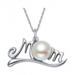 925 Sterling Silver Pearl Mom Pendant Necklace 18-SN3409