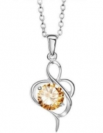 18K Plated Yellow Citrine Twisted Heart Pendant Necklace 18-sn3197