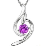 Rhodium Plated 925 Sterling Silver Amethyst Gentle Angel Pendant Necklace 18-sn3016