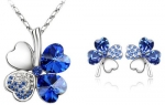Swarovski Elements Crystal Four Leaf Clover Pendant Necklace 47CM And Earrings Jewelry Set - CN9034Z3