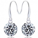 Rhodium Plated 925 Sterling Silver 10mm Cubic Zirconia Earrings-se3154