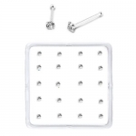 Sterling Silver Set of 20 Clear Nose Stud Box 1.5 mm With End Ball