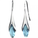Calla Lily Aquamarine Cubic Zirconia Drop Platinum Overlay CAREFREE Sterling Silver Hook Earrings