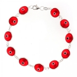 Translucent Red .925 Sterling Silver Evil Eye Bracelet