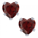 1.15 Ct Red Garnet Heart Shape Stud Earrings 5X5MM
