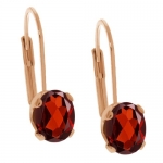 2.80 Ct Oval Red Garnet Yellow Gold Plated 4-prong Leverback Earrings (8 X 6MM)
