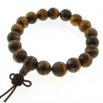 Stunning 10mm Round Tiger Eye Bead On Brown Lace Stretchable Bracelet
