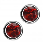 2.00 Ct Round Red Garnet Sterling Silver bezel - Earrings 6mm