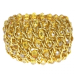 8 Stunning 5 Strands Golden Yellow Crystal Beads Mesh Stretchy Bangle Bracelet
