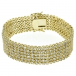 6.00 Ct Round Cut Stunning 6 Row Cubic Zirconias 7 Gold Plated Tennis Bracelet