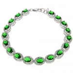 13.00 Ct Sterling Silver Emerald Green Color Cubic Zirconias CZ Tennis Bracelet