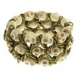 8 Three Strands White Color Skeleton Skull Beads Stretchable Bracelet
