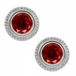 2.00 Ct 6mm Round Red Garnet .925 Sterling Silver Stud Earrings