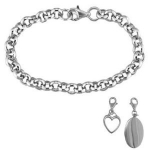 Bracelet With Oval & Heart Shape Charm In Sterling Silver
