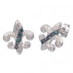 0.15 CT Blue Diamond Earrings in Sterling Silver