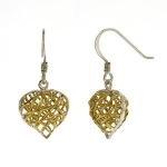 1/2 Inch Sterling Silver Heart Shape Dangle Earrings With 14K Gold Plating
