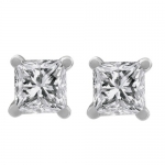 0.50 Ct Princess Cut 14K White Gold Diamond Stud Earrings