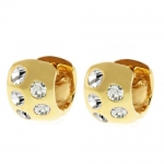 Gold Plated Huggie Hoop Earrings With Cubic Zirconia (10mm Length X 7mm Width)