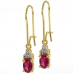 Stunning Diamond Accent With Pink CZ Gold Plated Sterling Silver Dangle Earrings