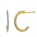 3/4 Yellow Gold Plated 925 Sterling Silver Diamond Accent Hoop Earrings