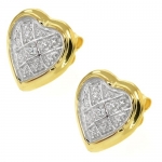 Two-Tone 925 Sterling Silver Heart Stud Earrings With Accent Diamond 16mm = 1/2