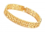 18K Yellow Gold Plated Square Chain Bracelet Unisex with Star Pattern, 10.5mm Wide 8.5 Long