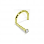 1.5mm REAL DIAMOND 14kt Yellow Gold Jewel Nose Ring Twist / Screw