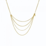 Extra Long Hanging Multi Strands Yellow Gold Plated Fashion Necklace Chain for Women - 48