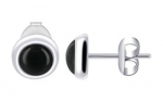 AAES014 Sterling Silver 5mm Round Black Onyx Stud Earrings