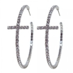 Heirloom Finds Sparkly Elegant Crystal Cross Hoop Earrings in Silver Tone