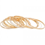 Heirloom Finds Rosy Gold White Enamel 13 Bangle Stack Bracelet Set