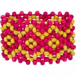 Heirloom Finds Pink and Yellow Wooden Bead Tribal Stretch Bracelet