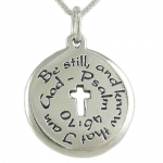 Sterling Silver Be Still and Know That I Am God Psalm 46:10 Pendant on 18 Box Chain