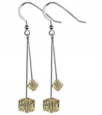 Sterling Silver Yellow Crystal Hook Earrings Made with Swarovski Elements