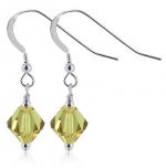 Sterling Silver Yellow Crystal Earrings Made with Swarovski Elements