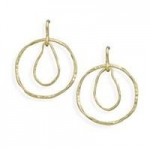 14 karat gold plated sterling silver post earrings with textured 33mm ring and 23mm x 14mm oval drop.