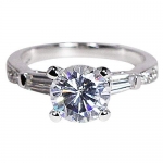 Solitaire Round Cut CZ Engagement Ring In Sterling Silver By GemGem Jewelry-Size 6