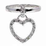 Open Heart CZ Dangle Charm Ring In Sterling Silver By GemGem Jewelry-Size 8