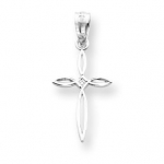 14k White Gold Small Diamond-cut Passion Cross Pendant