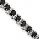 16.5 CTTW Sterling Silver Genuine Sapphire and Diamond Bracelet - 1/4 x 7.25 - Box Clasp - Jewelry