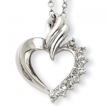 Sterling Silver Heart Diamond Necklace with 18 inch Sterling Silver chain