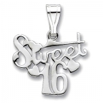 Sterling Silver Sweet 16 Heart Accent Shimmering Pendant