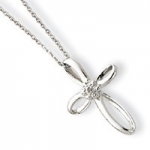 Sterling Silver Cross Diamond Necklace - 18 Chain - 0.01 cwt - Spring Ring - JewelryWeb