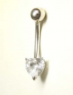 Elegant Heart Cubic Zirconia CZ Belly Ring - JewelryWeb