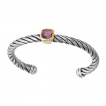 Sterling Silver 7.5 Inch 18K Bangle Bracelet - JewelryWeb
